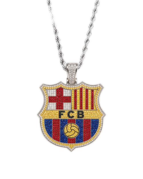 Zawieszka FC Barcelona na łańcuszku o splocie linkowym
