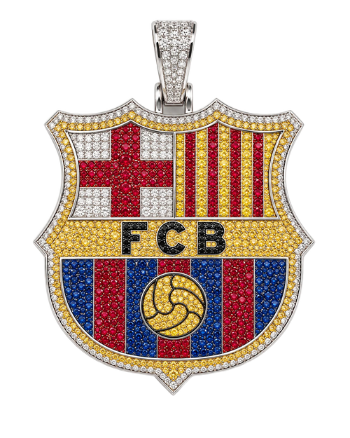 Zawieszka FC Barcelona – herb z cyrkonii, widok z przodu