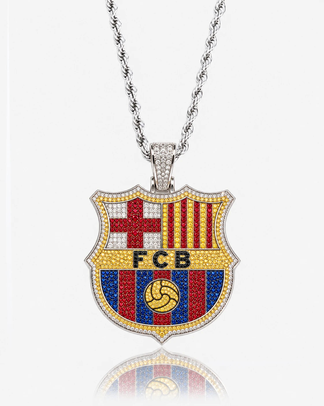 Zawieszka FC Barcelona na łańcuszku o splocie linkowym 51 cm